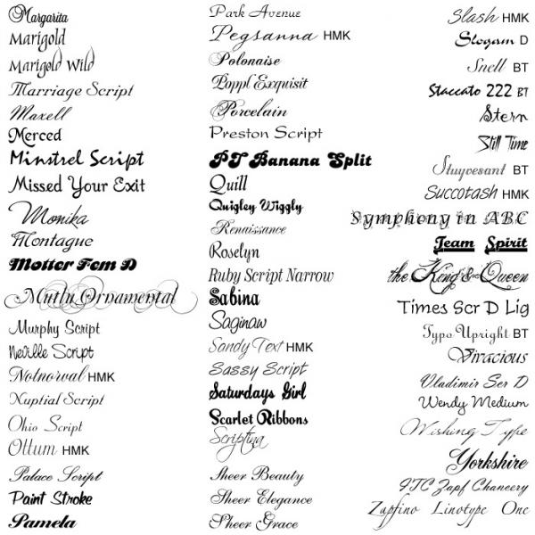 Script Font Samples Script Font Samples