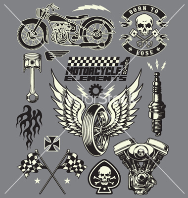 Vintage Motorcycle Vector Art