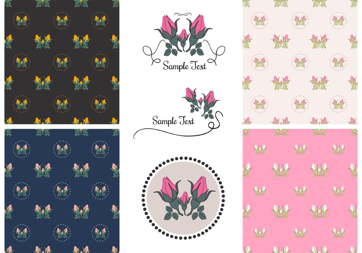 Vintage Rose Pattern Vectors