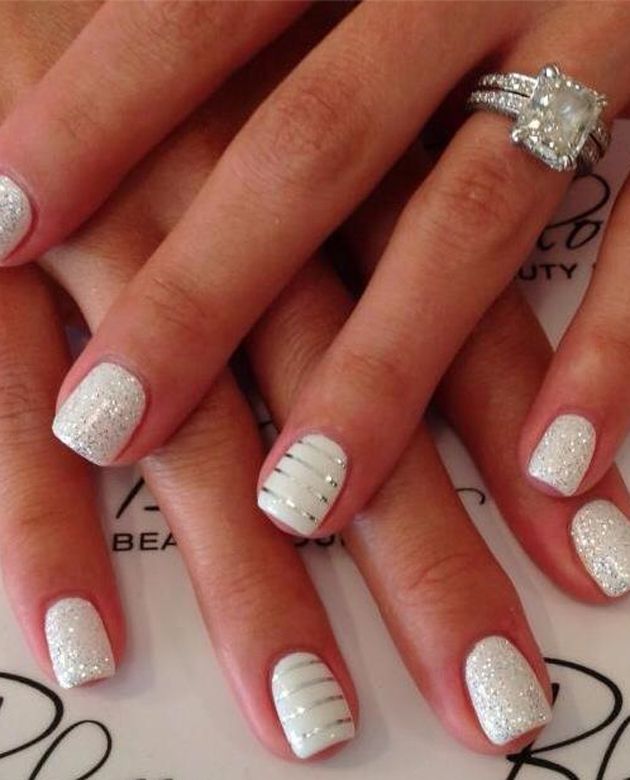 15 White And Silver Wedding Nail Designs Images