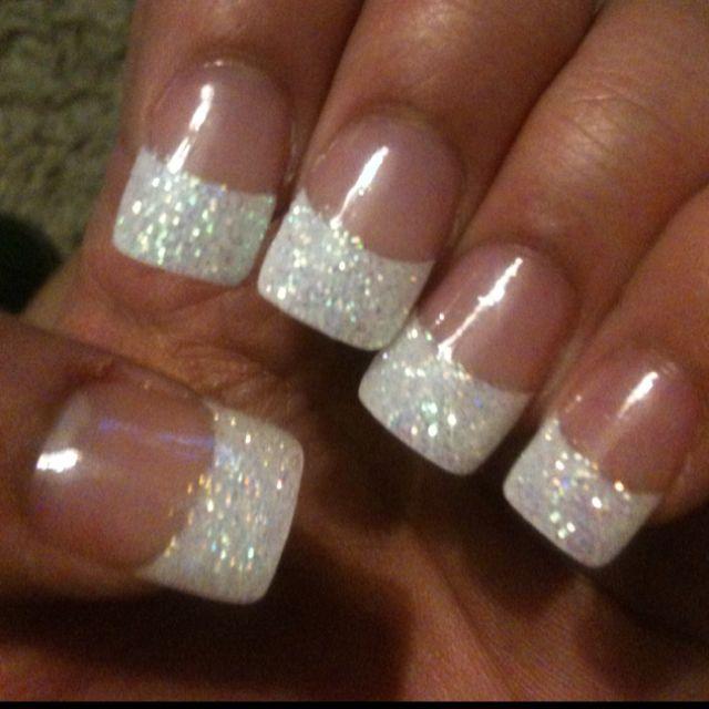 White Glitter French Tip Nails