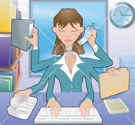 Woman Multitasking Clip Art