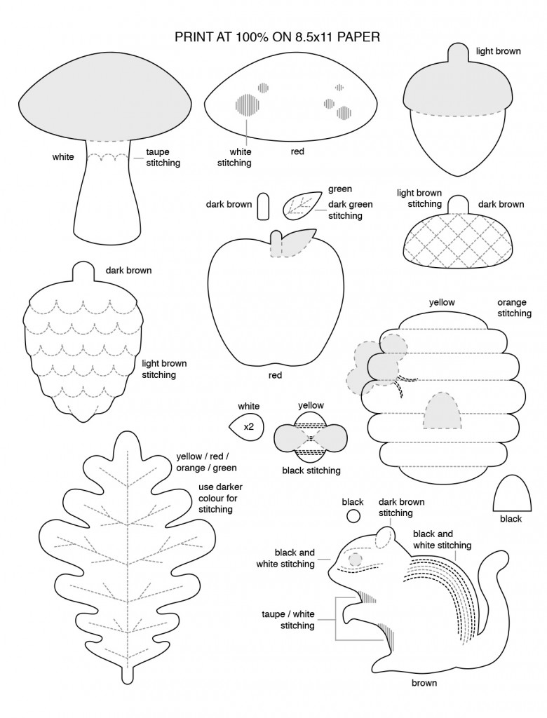 Woodland Felt Animal Patterns Templates