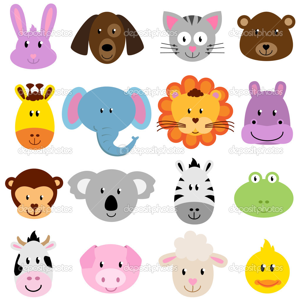 Zoo Animal Faces Clip Art