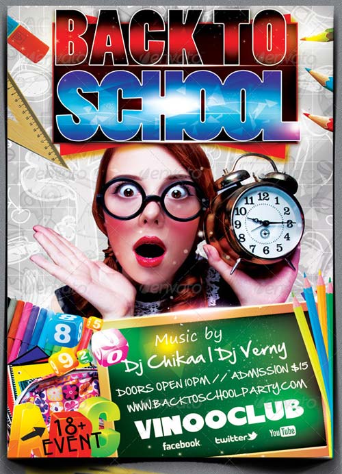 Back to School Party Flyer Template