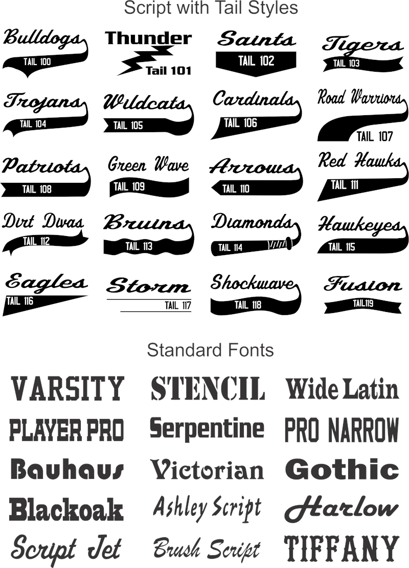Baseball Jersey Font with Tail