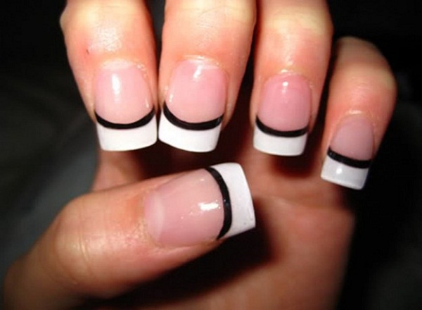 Black and White French Tip Nail