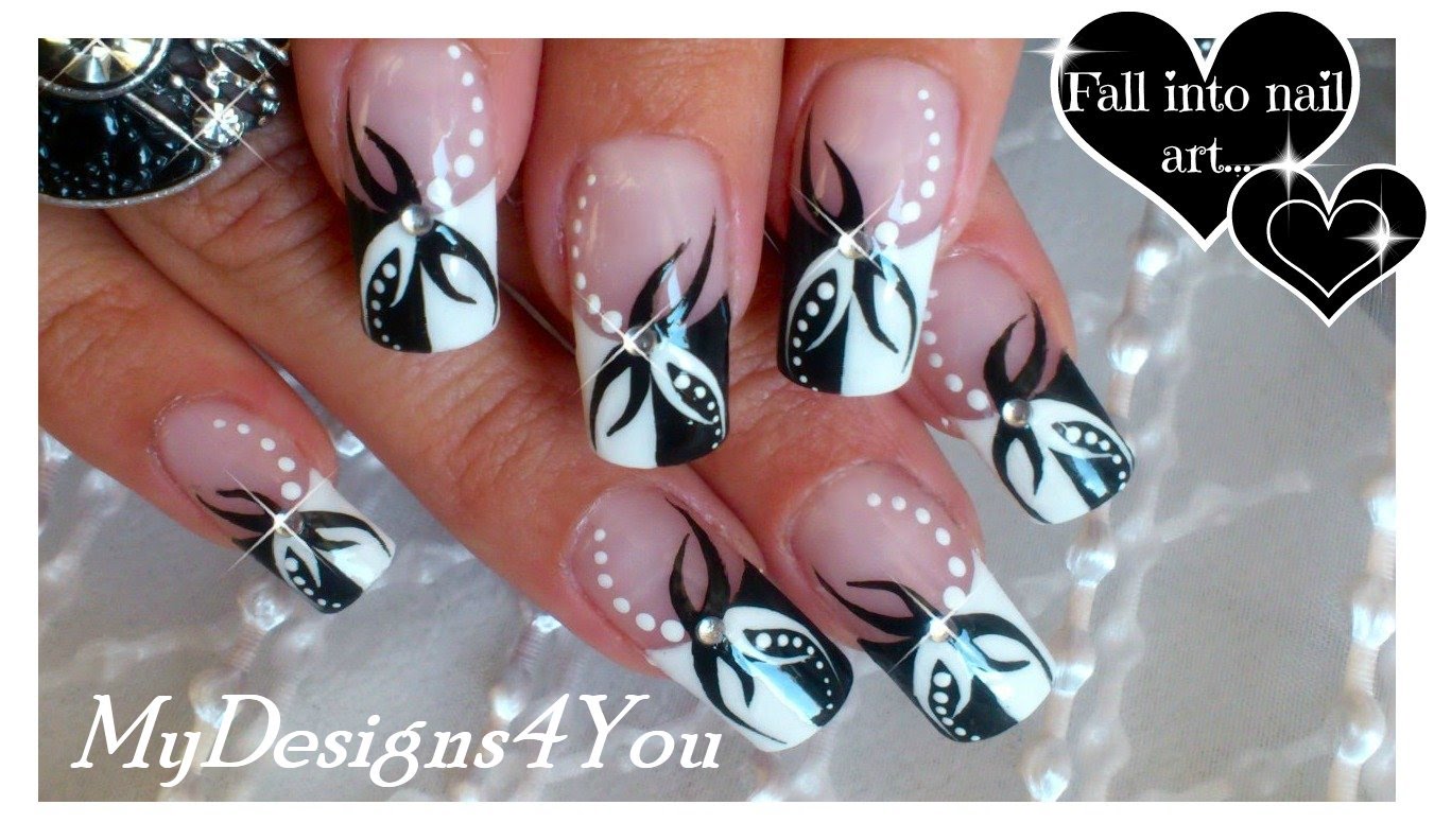 7 Black And White Swirl Nail Art Designs Images