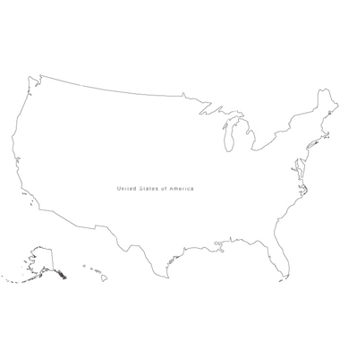 Black and White Outline USA Map