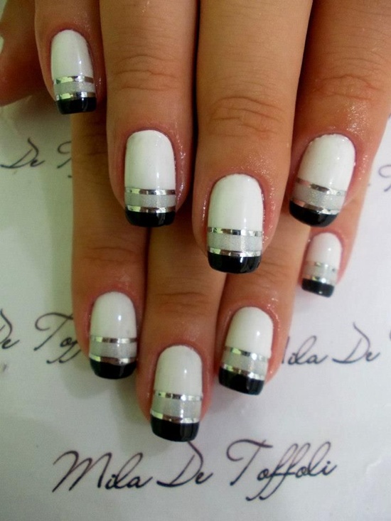 Black White and Silver Nails