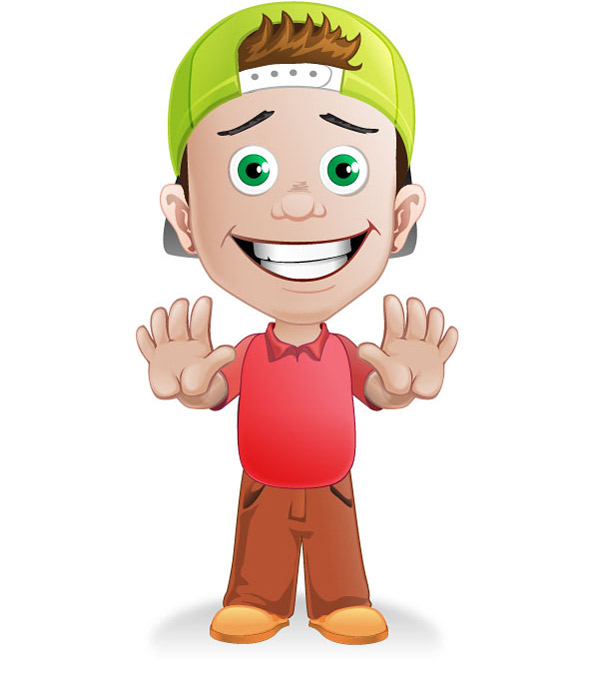 Boy Cartoon Character with Hat