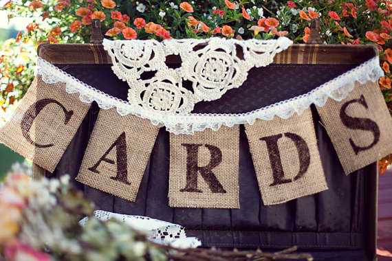 Burlap Cards Banner Wedding