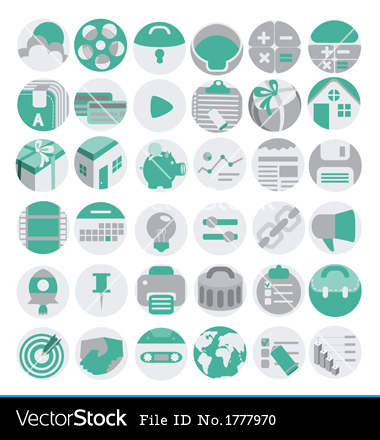 Business Flat Icons Set Vector