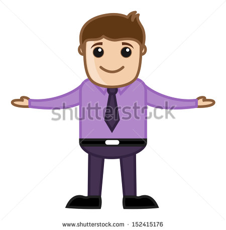 Cartoon Business Person with Open Arms