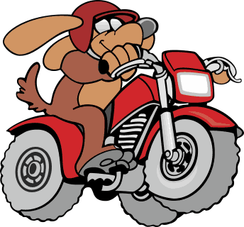 Cartoon Dog On Motorcycle