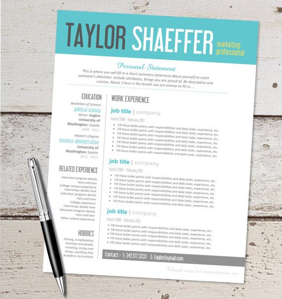 Creative Resume Template Microsoft Word Download