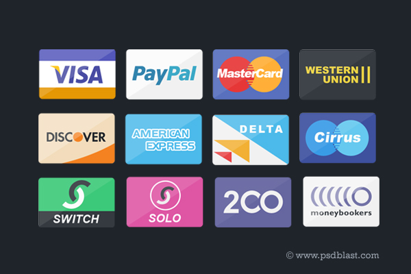 Credit Debit Card Flat Icons