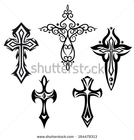 Cross with Tribal Designs Vector