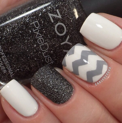 Cute Nail Designs Grey and White