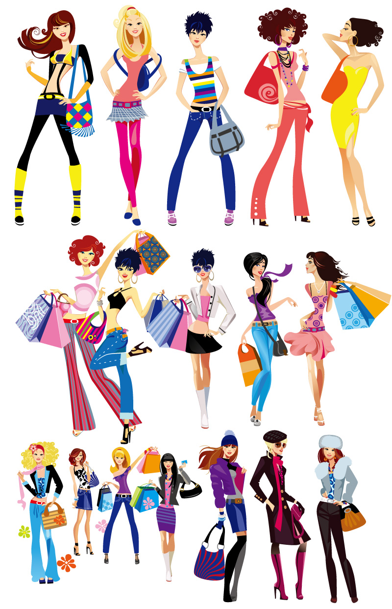 Fashion Shopping Girl Vector