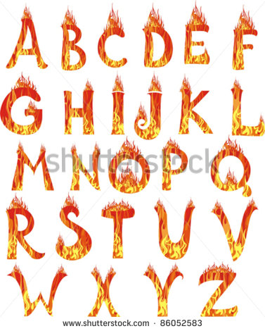 Fire Alphabet Letters White Background