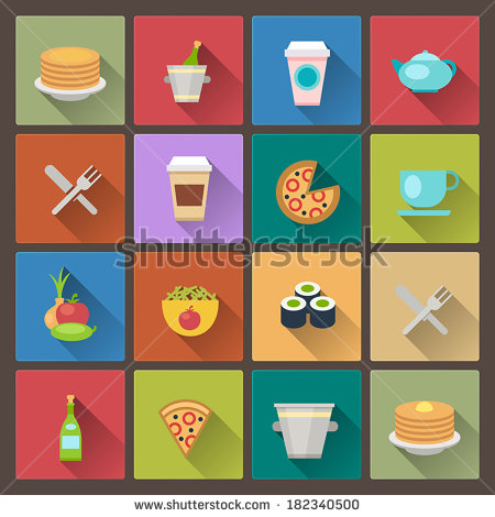 Flat Food Icon Vectors