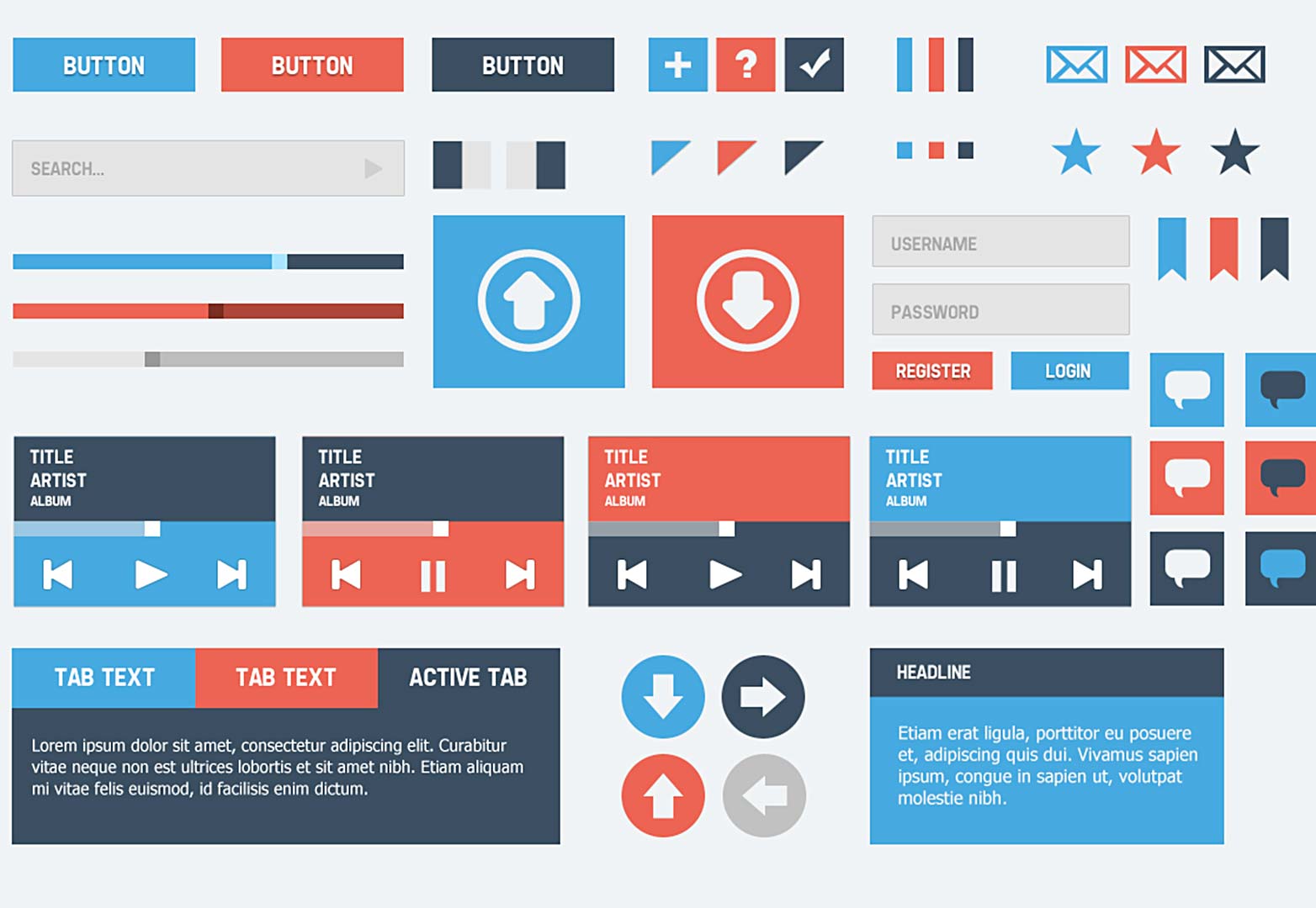 18 Flat UI PSD Images