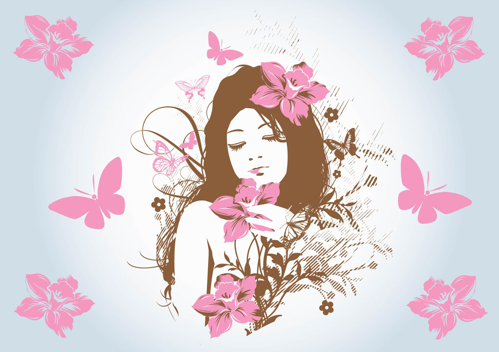 Flower Girl Vector Art