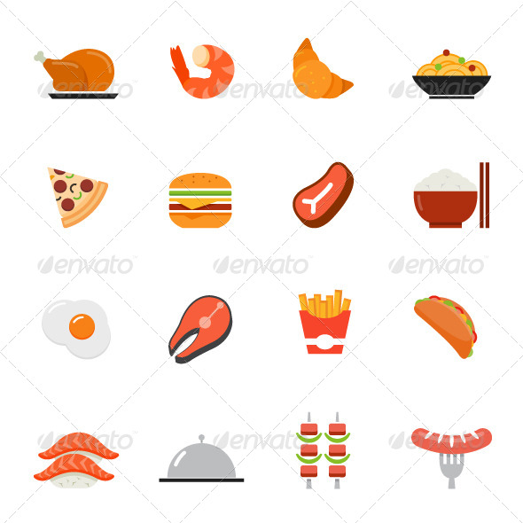 7 Food Icon Flat Design Images