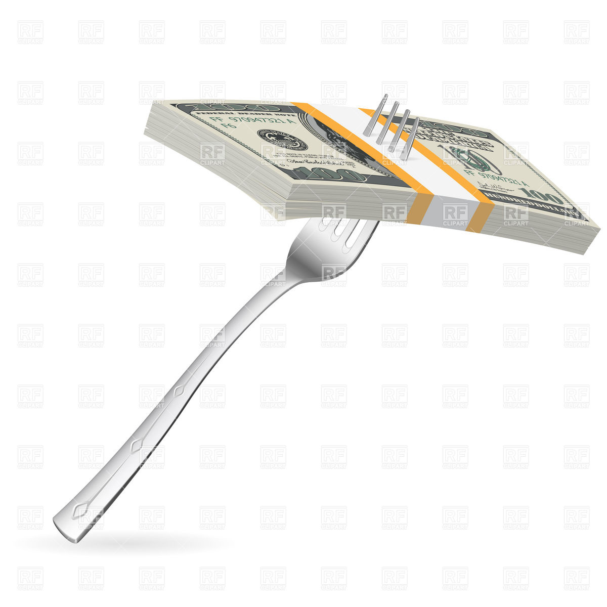 Fork with Money Clip Art