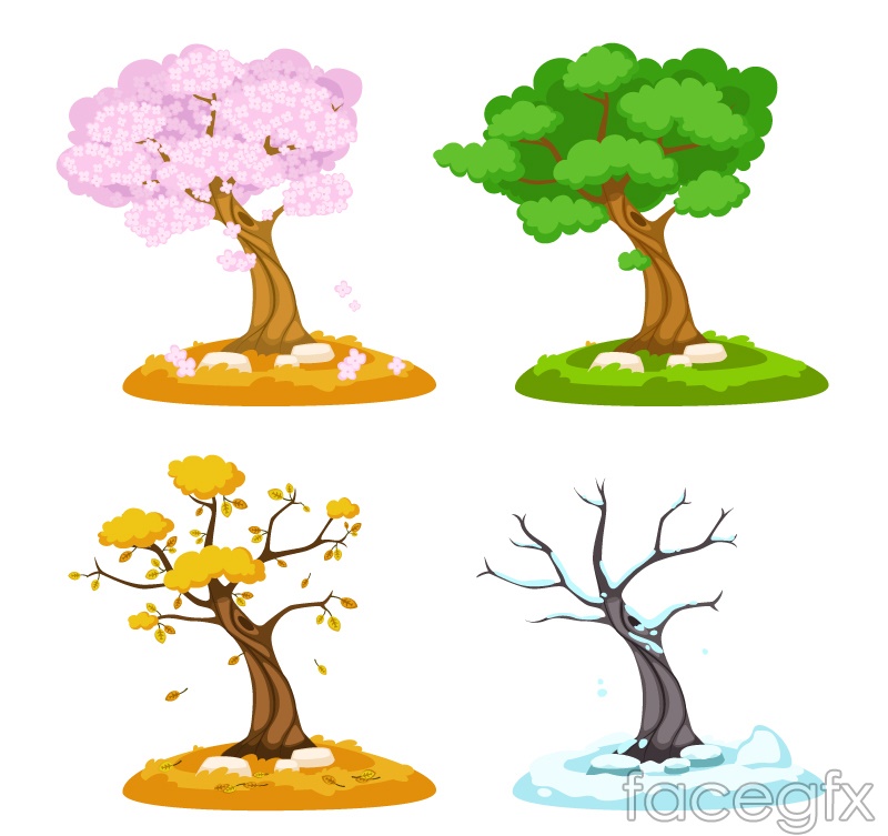Four Seasons Tree Cartoon