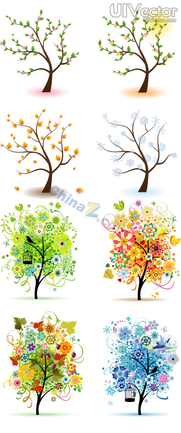 Four Seasons Tree Vector