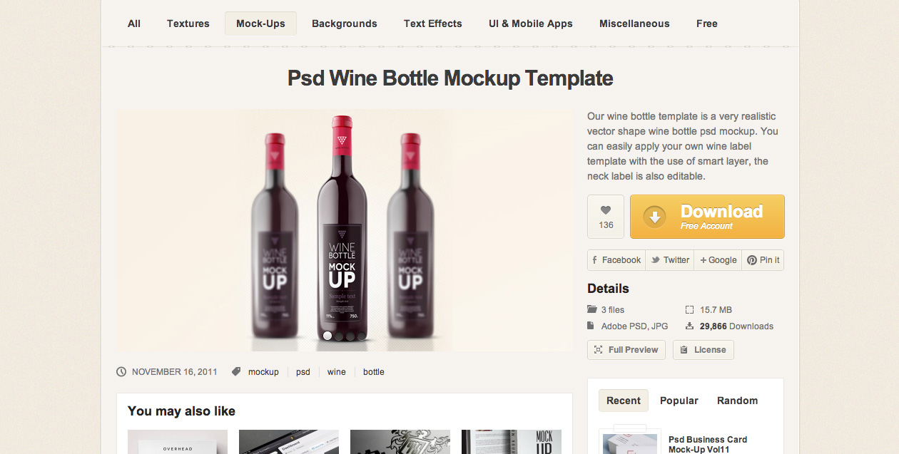 Free Mock Up Wine Bottles