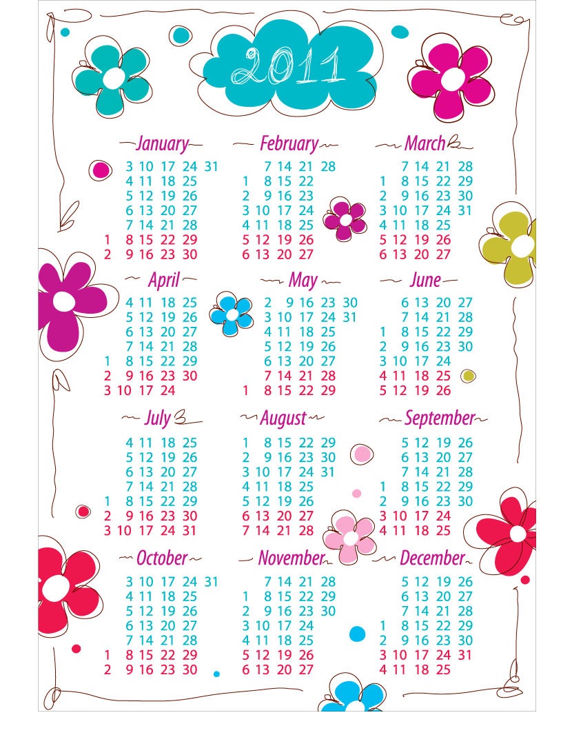 Free Printable Calendars with Flowers