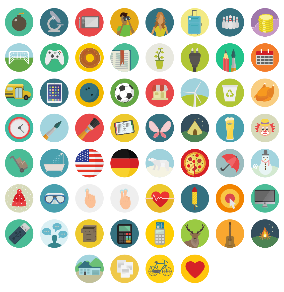 12 Flat Round Icons Images