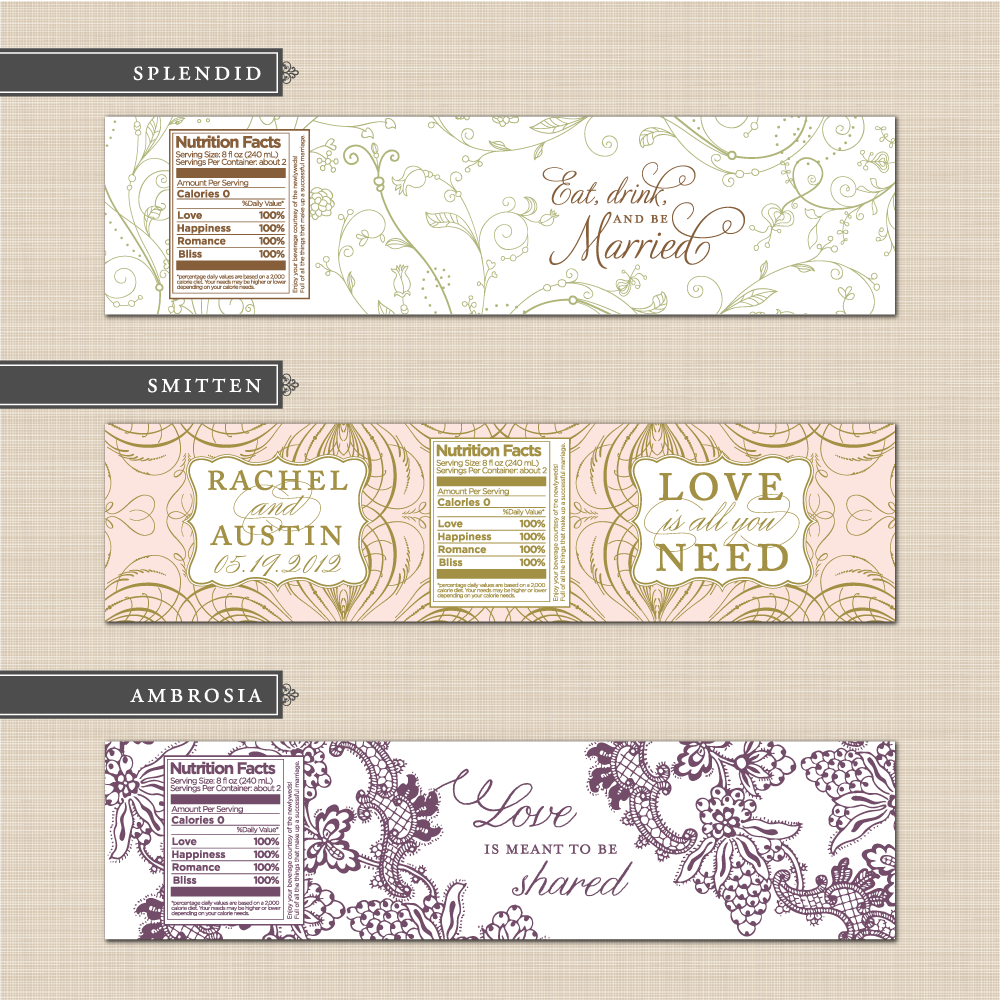 Free Wedding Water Bottle Label Template