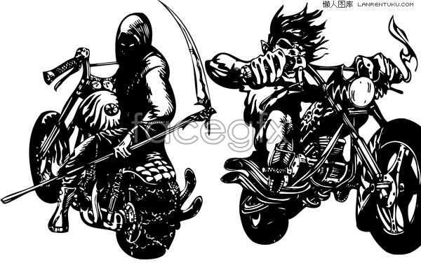 12 Two Motorcycle Vector Images