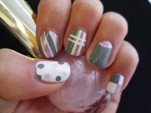 Gray and Pink Nail Designs