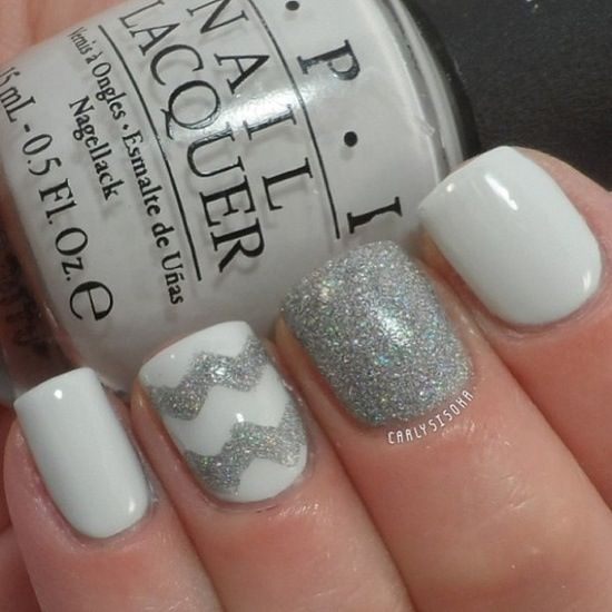 Gray and White Nails