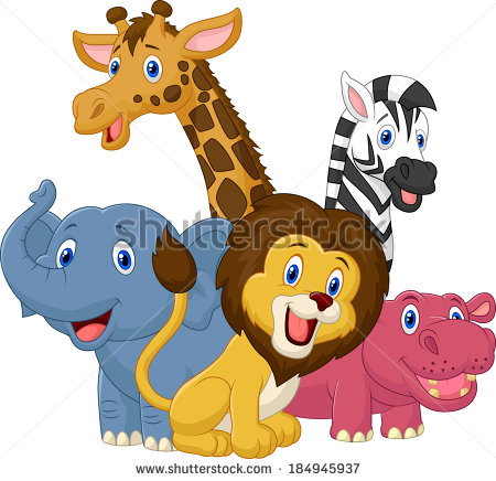 Happy Cartoon Safari Animals