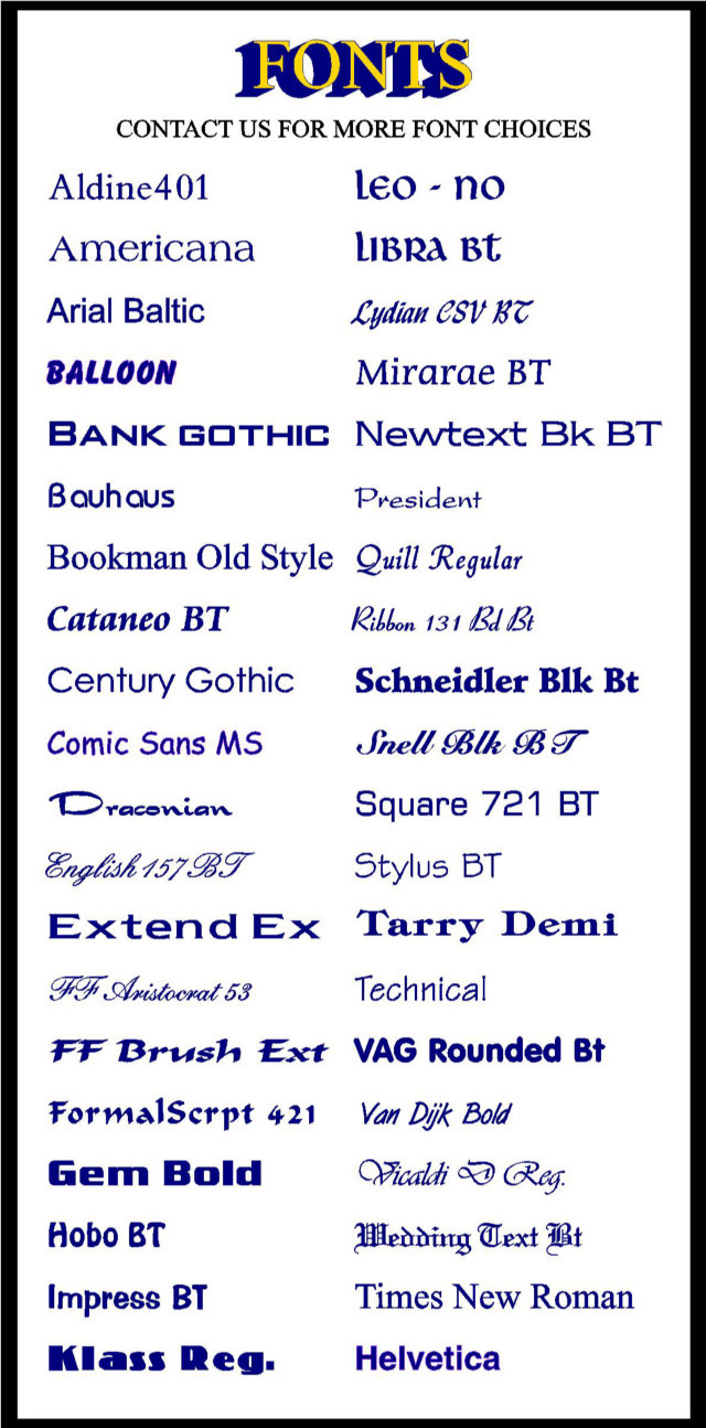 HTML Font Style Chart HTML Font Style Chart