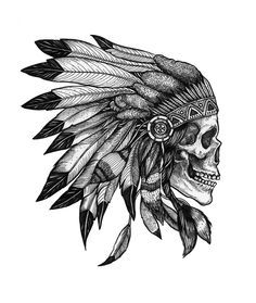 Indian Skull Chief Head Tattoo