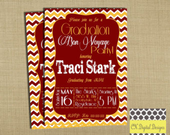 Maroon and Gold Graduation Invitations