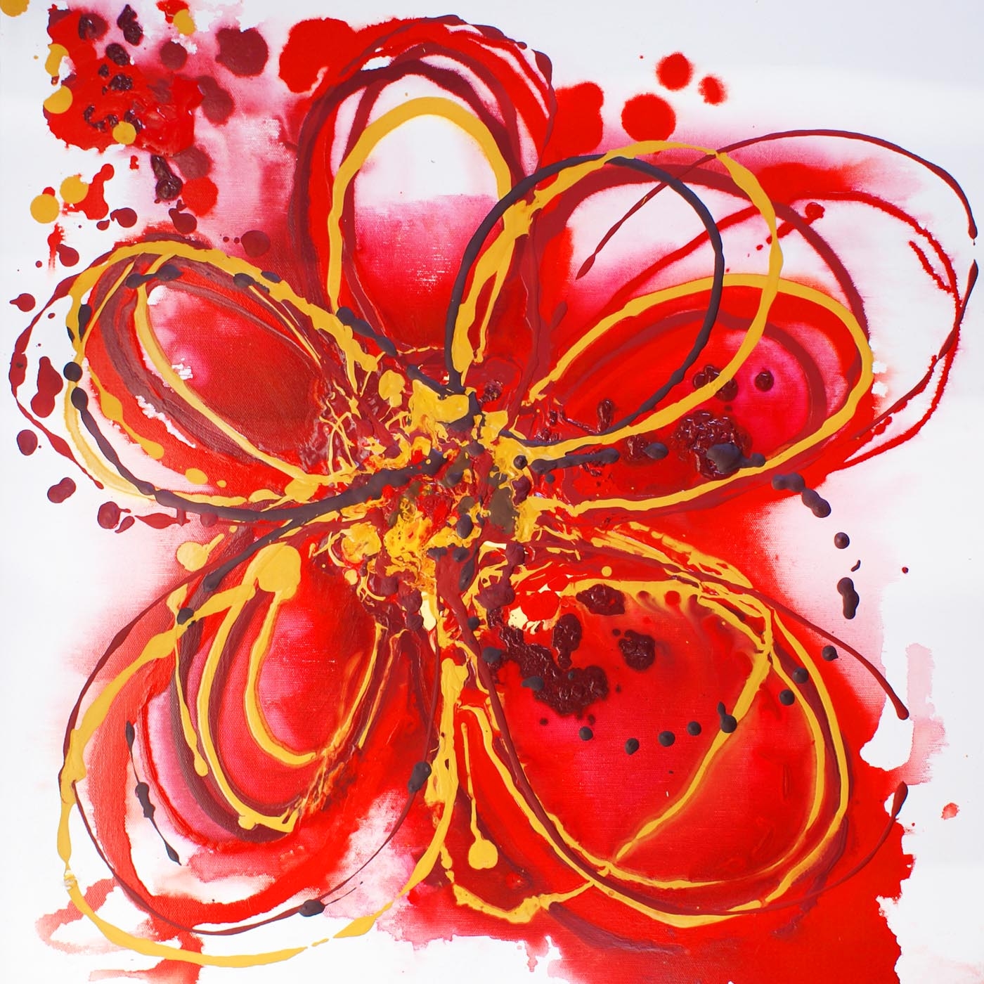 Red Abstract Flower Painting