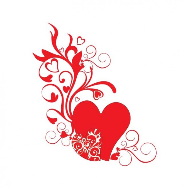 Red Heart Floral Design Valentine Day Curls