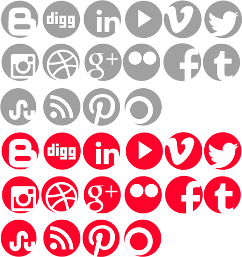 Social Media Icons Red and Green
