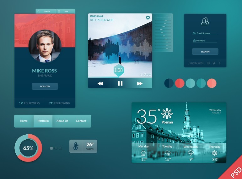 Transparent PSD Flat UI