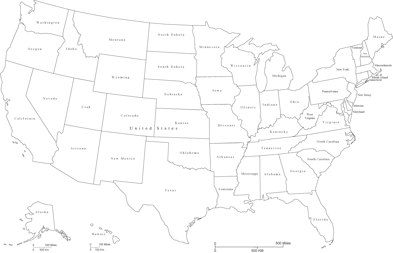 United States Map Black and White
