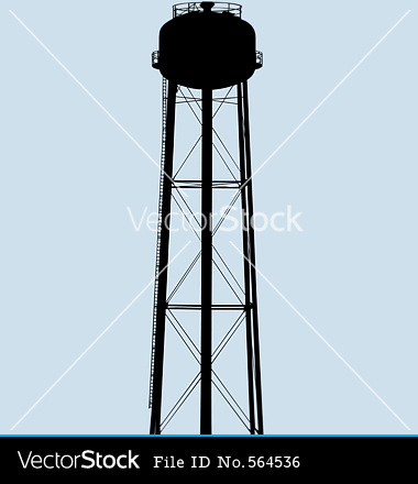 Water Tower Silhouette Vector