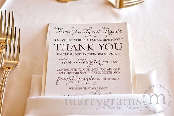 Wedding Reception Thank You Card